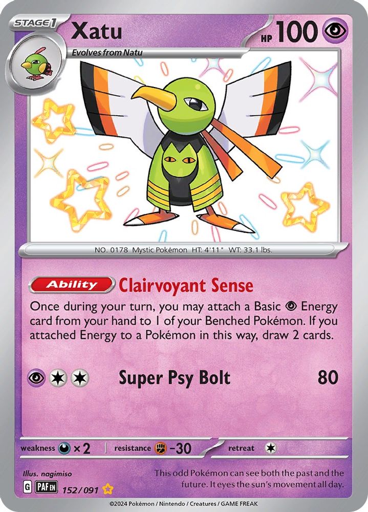 Xatu - [  152/091 ] - Shiny Rare - Pokemon SV Paldean Fates