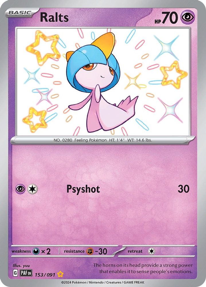 Ralts - [  153/091 ] - Shiny Rare - Pokemon SV Paldean Fates