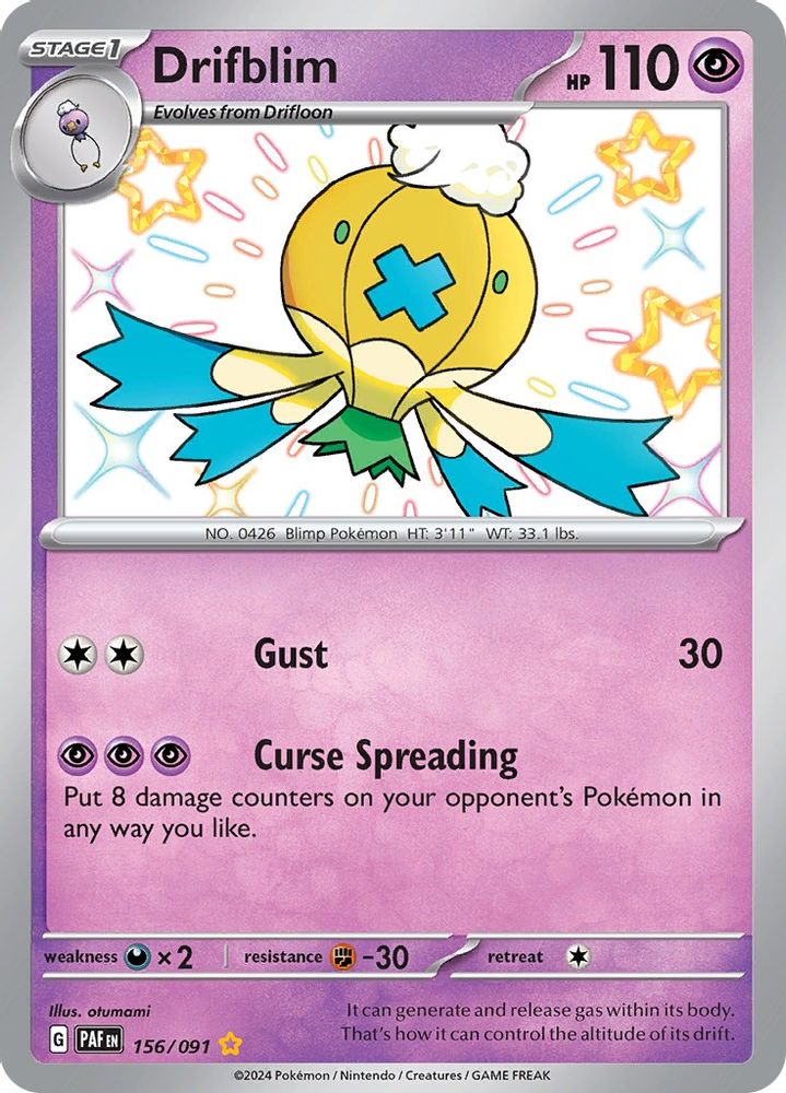 Drifblim - [  156/091 ] - Shiny Rare - Pokemon SV Paldean Fates