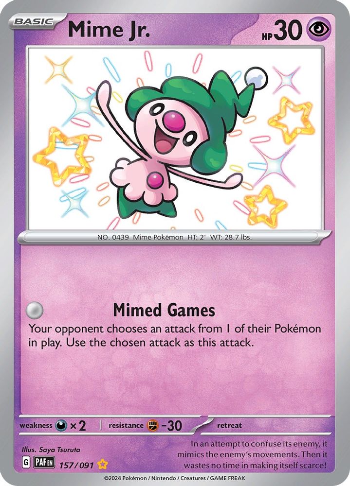 Mime Jr. - [  157/091 ] - Shiny Rare - Pokemon SV Paldean Fates