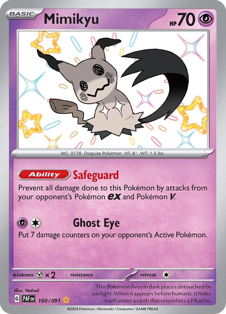 Mimikyu - [  160/091 ] - Shiny Rare - Pokemon SV Paldean Fates
