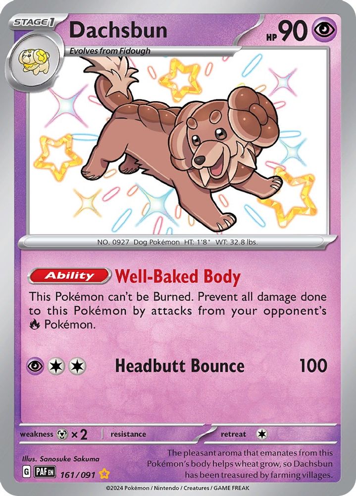 Dachsbun - [  161/091 ] - Shiny Rare - Pokemon SV Paldean Fates