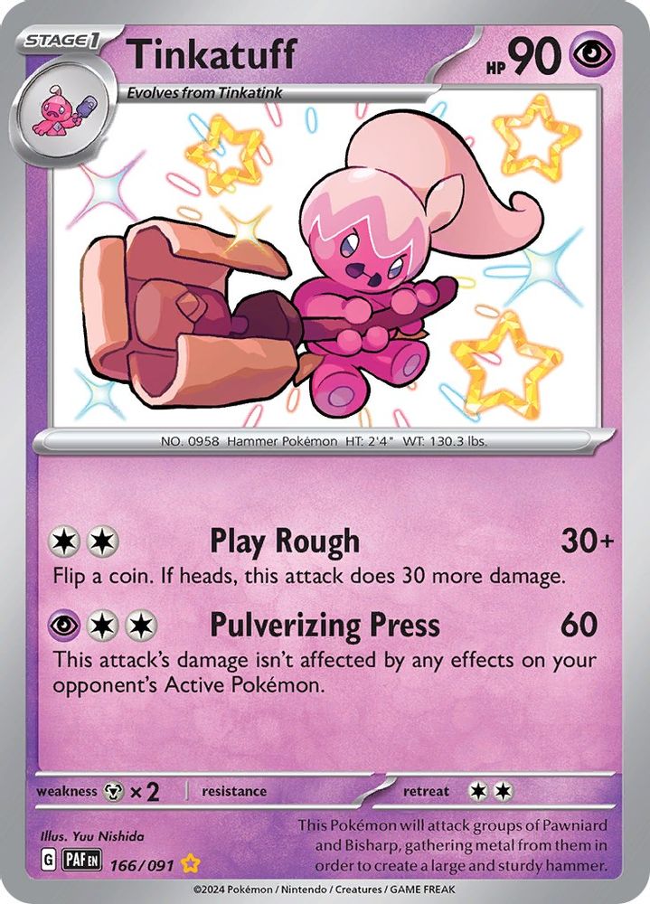 Tinkatuff - [  166/091 ] - Shiny Rare - Pokemon SV Paldean Fates