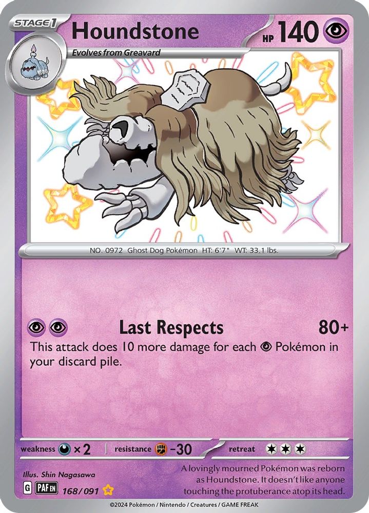 Houndstone - [  168/091 ] - Shiny Rare - Pokemon SV Paldean Fates