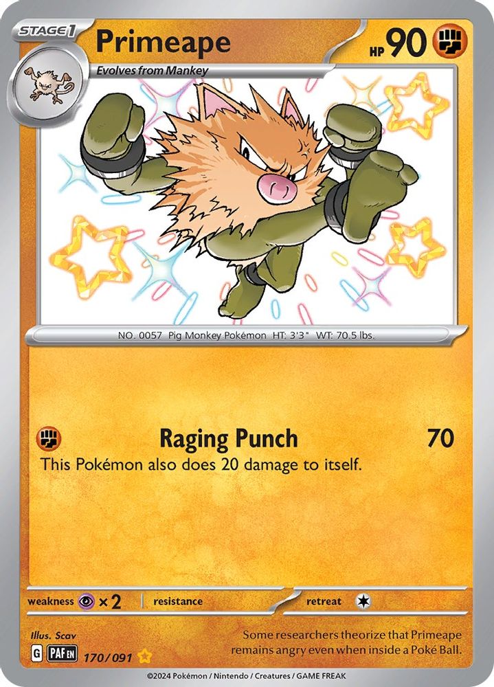 Primeape - [  170/091 ] - Shiny Rare - Pokemon SV Paldean Fates