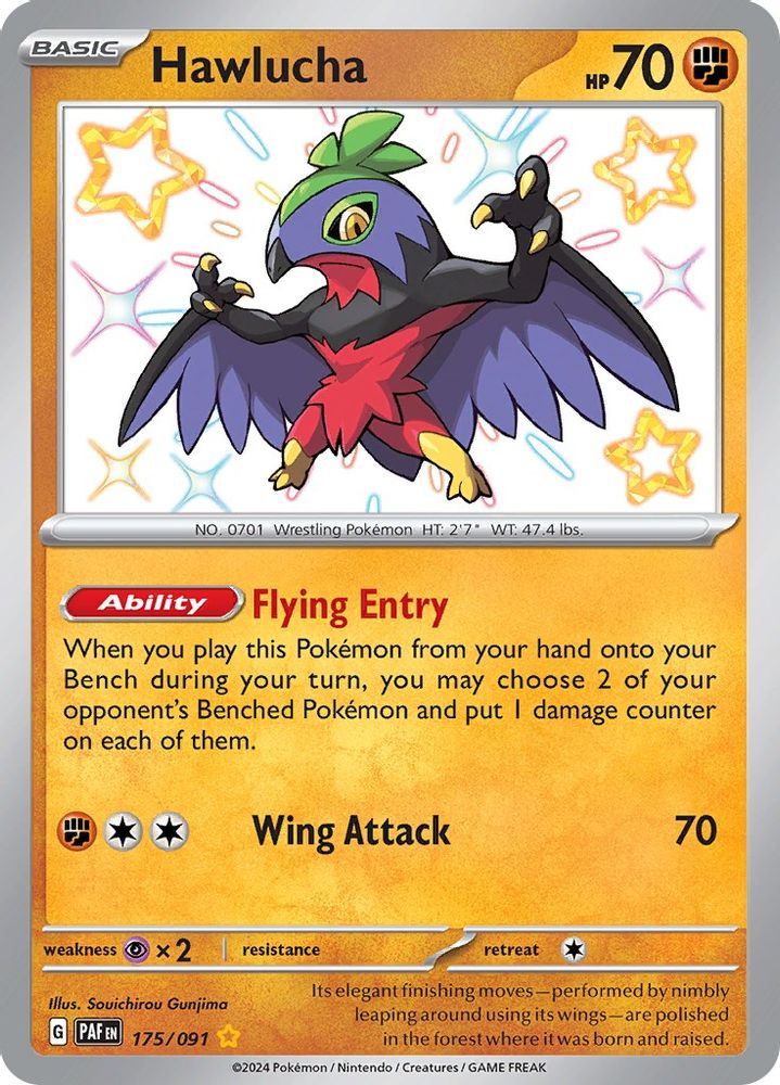 Hawlucha - [  175/091 ] - Shiny Rare - Pokemon SV Paldean Fates
