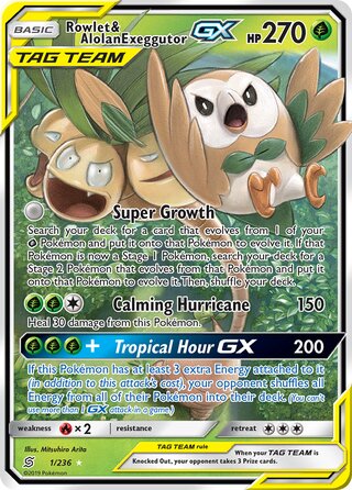 Rowlet And Alolan Exeggutor GX - 1/236 - Ultra Rare - Unified Minds