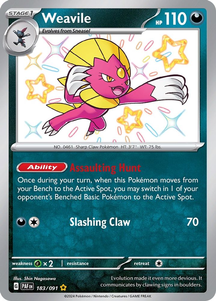Weavile - [  183/091 ] - Shiny Rare - Pokemon SV Paldean Fates