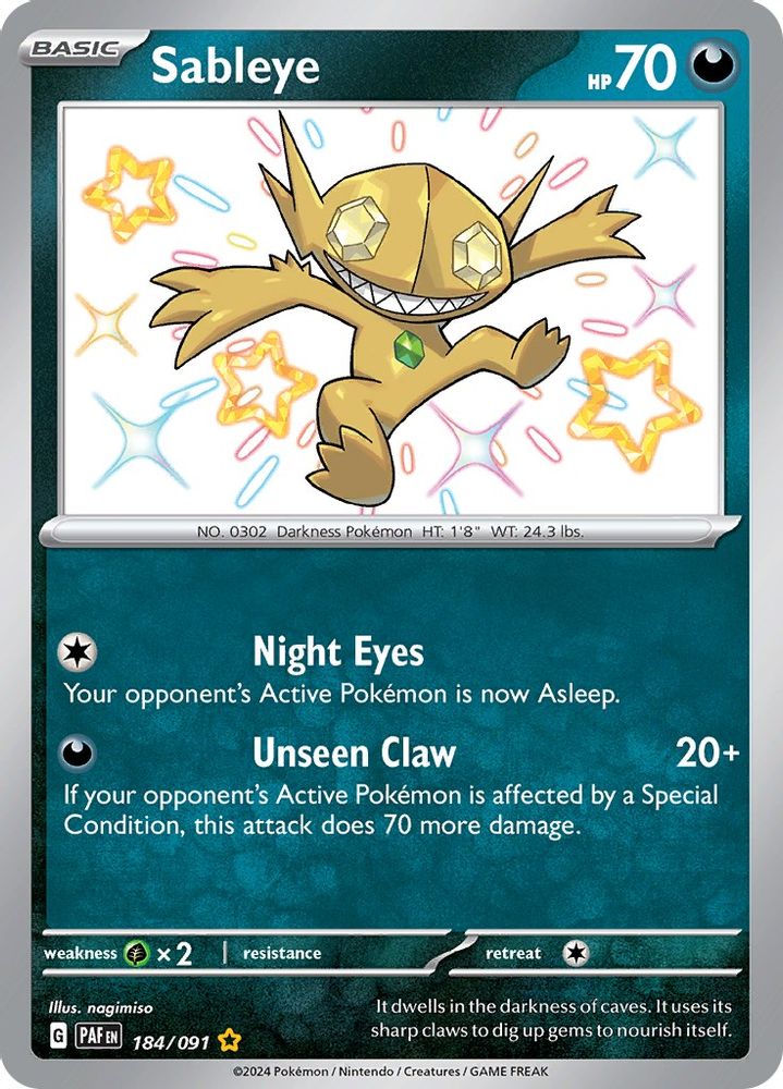 Sableye - [  184/091 ] - Shiny Rare - Pokemon SV Paldean Fates