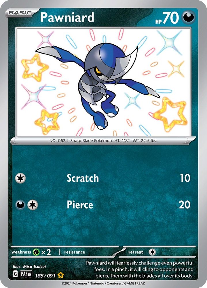 Pawniard - [  185/091 ] - Shiny Rare - Pokemon SV Paldean Fates