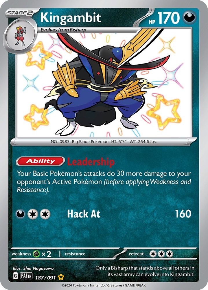 Kingambit - [  187/091 ] - Shiny Rare - Pokemon SV Paldean Fates