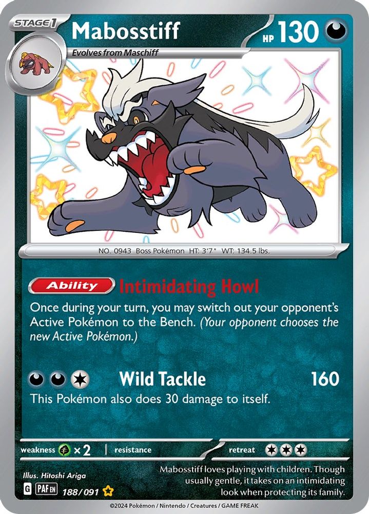 Mabosstiff - [  188/091 ] - Shiny Rare - Pokemon SV Paldean Fates