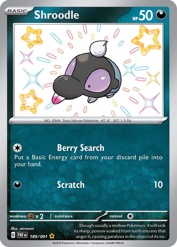 Shroodle - [  189/091 ] - Shiny Rare - Pokemon SV Paldean Fates