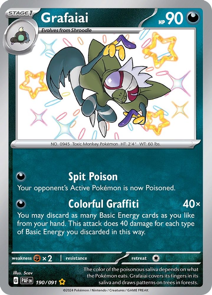 Grafaiai - [  190/091 ] - Shiny Rare - Pokemon SV Paldean Fates