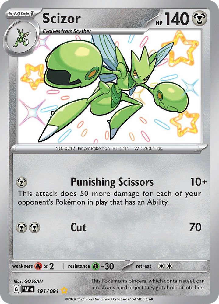 Scizor - [  191/091 ] - Shiny Rare - Pokemon SV Paldean Fates