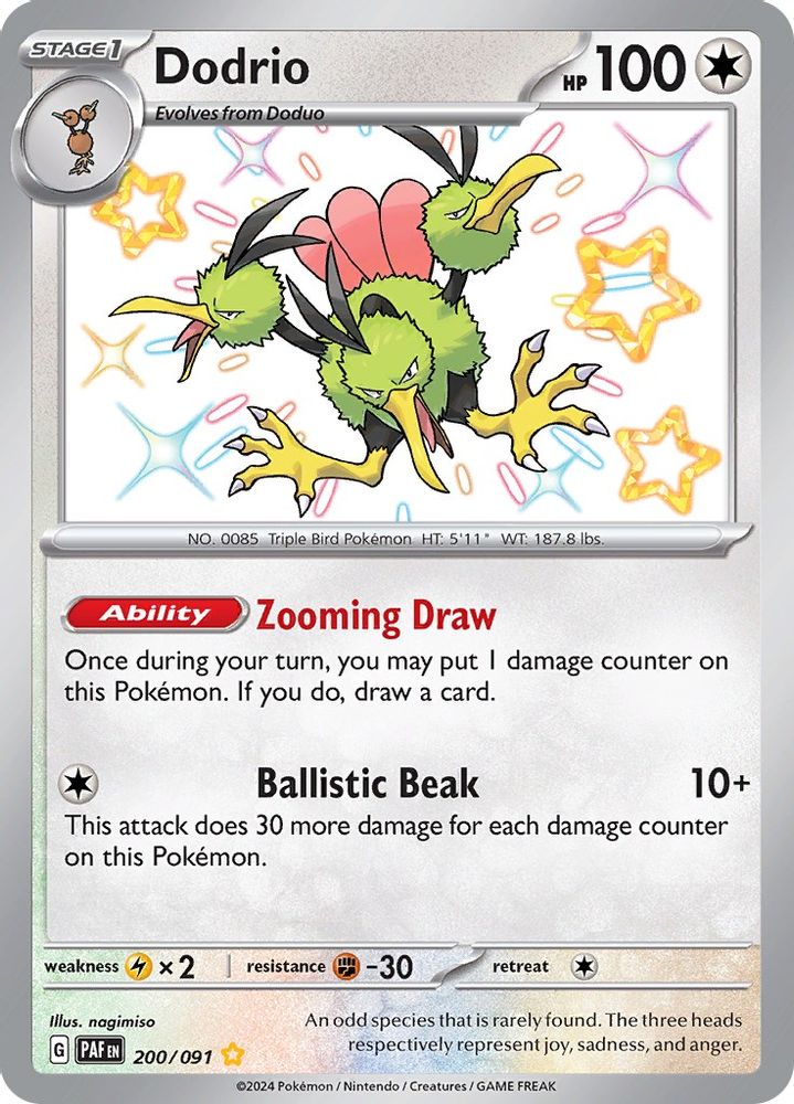 Dodrio - [  200/091 ] - Shiny Rare - Pokemon SV Paldean Fates
