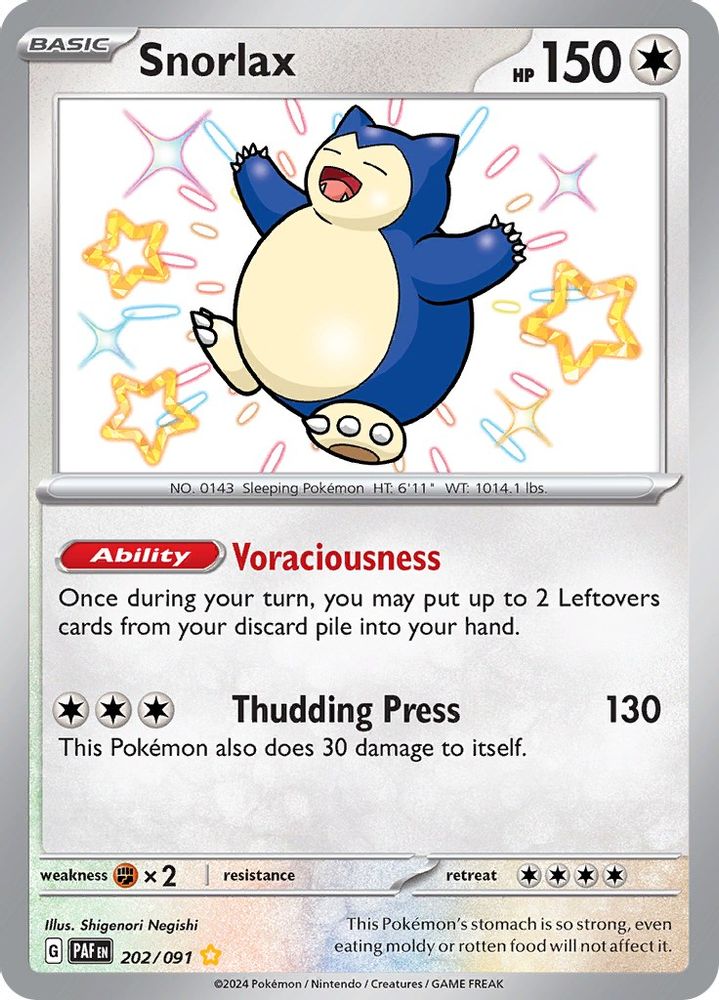 Snorlax - [  202/091 ] - Shiny Rare - Pokemon SV Paldean Fates