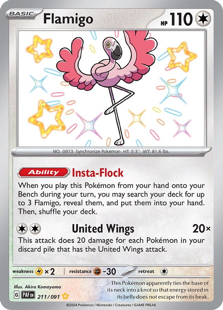 Flamigo - [  211/091 ] - Shiny Rare - Pokemon SV Paldean Fates