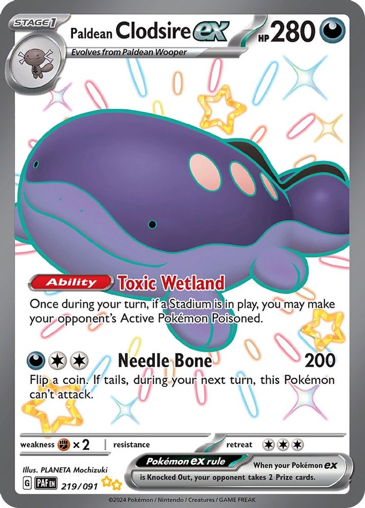 Paldean Clodsire ex - [  219/091 ] - Shiny Ultra Rare - Pokemon SV Paldean Fates