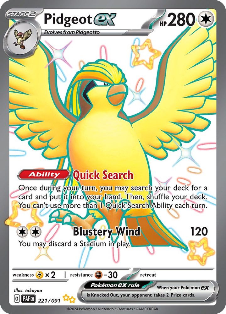 Pidgeot ex - [  221/091 ] - Shiny Ultra Rare - Pokemon SV Paldean Fates
