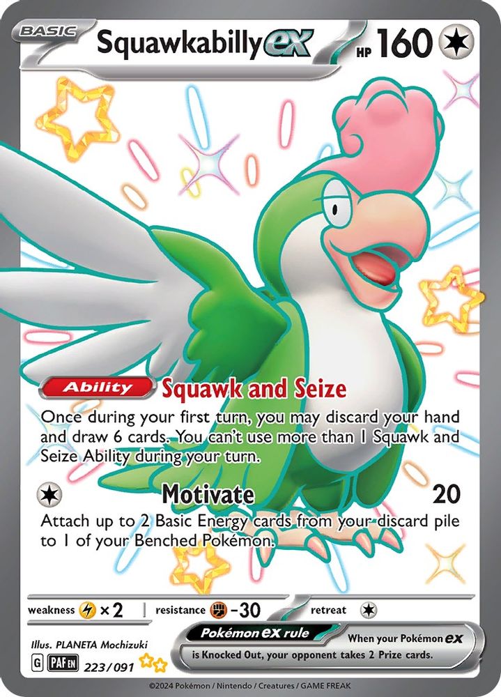 Squawkabilly ex - [  223/091 ] - Shiny Ultra Rare - Pokemon SV Paldean Fates