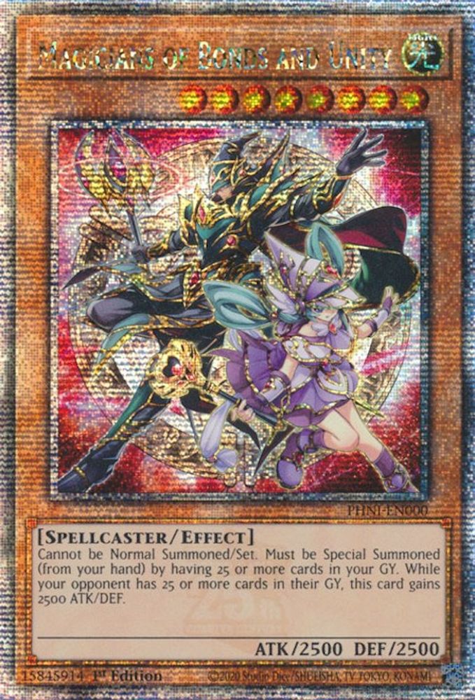 [QUARTER CENTURY RARE] Magicians of Bonds and Unity (Quarter Century Secret Rare) - (PHNI-EN000) - 1st Edition