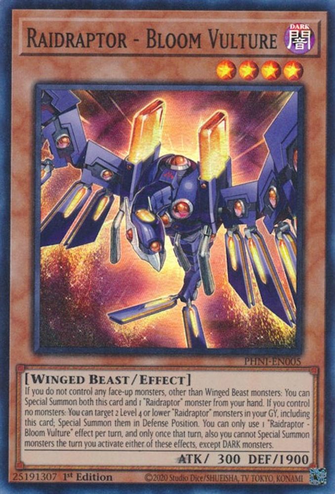 Raidraptor - Bloom Vulture - (PHNI-EN005) Super Rare - 1st Edition