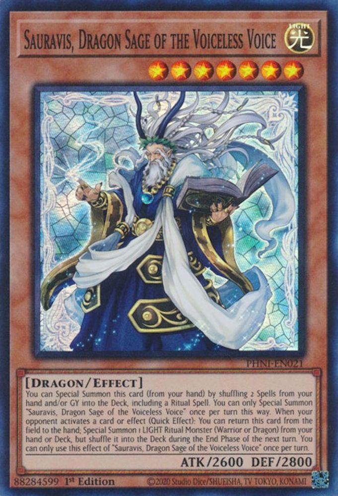 Sauravis, Dragon Sage of the Voiceless Voice - (PHNI-EN021) Super Rare - 1st Edition