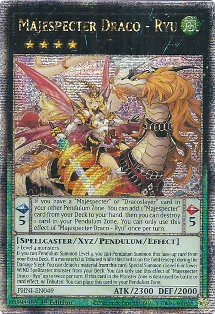[QUARTER CENTURY RARE] Majespecter Draco - Ryu (Quarter Century Secret Rare) - (PHNI-EN049) - 1st Edition