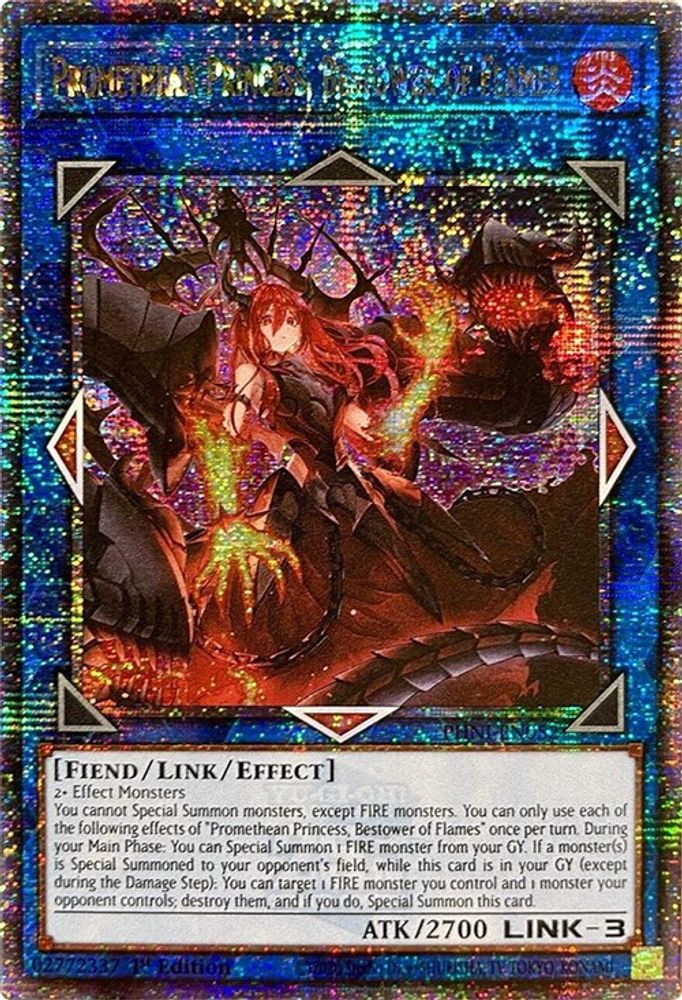 [QUARTER CENTURY RARE] Promethean Princess, Bestower of Flames (Quarter Century Secret Rare) - (PHNI-EN052) - 1st Edition