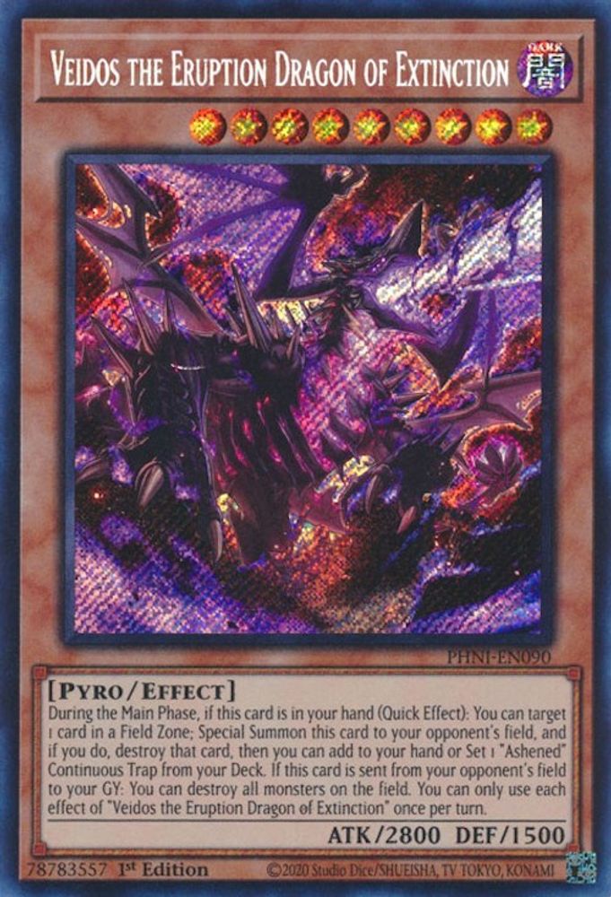 Veidos the Eruption Dragon of Extinction - (PHNI-EN090) Secret Rare - 1st Edition