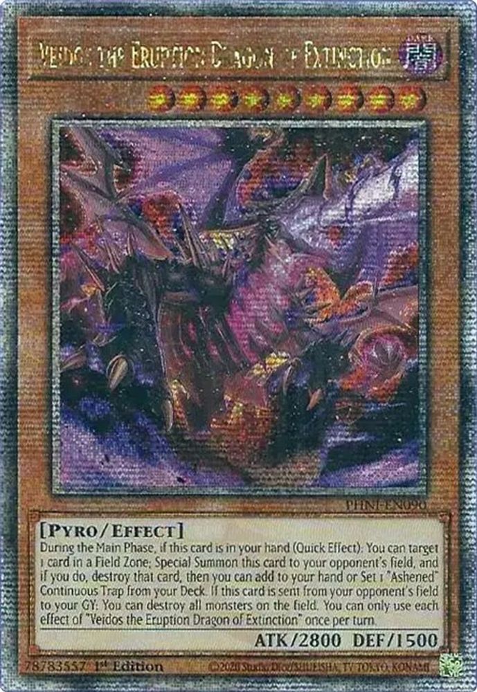[QUARTER CENTURY RARE] Veidos the Eruption Dragon of Extinction (Quarter Century Secret Rare) - (PHNI-EN090) - 1st Edition