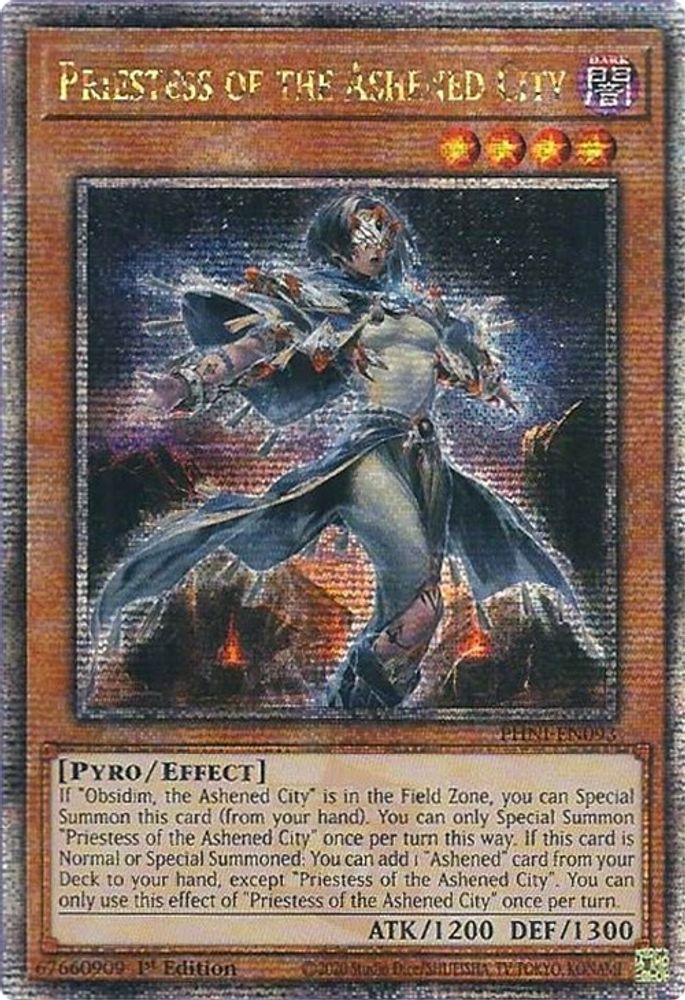 [QUARTER CENTURY RARE] Priestess of the Ashened City (Quarter Century Secret Rare) - (PHNI-EN093) - 1st Edition