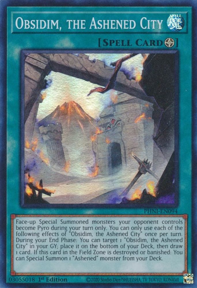Obsidim, the Ashened City - (PHNI-EN094) Super Rare - 1st Edition