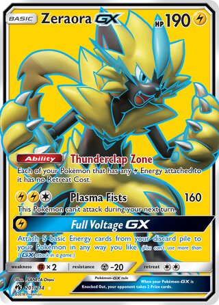FULL ART Zeraora GX - 201/214 - Ultra Rare - Lost Thunder