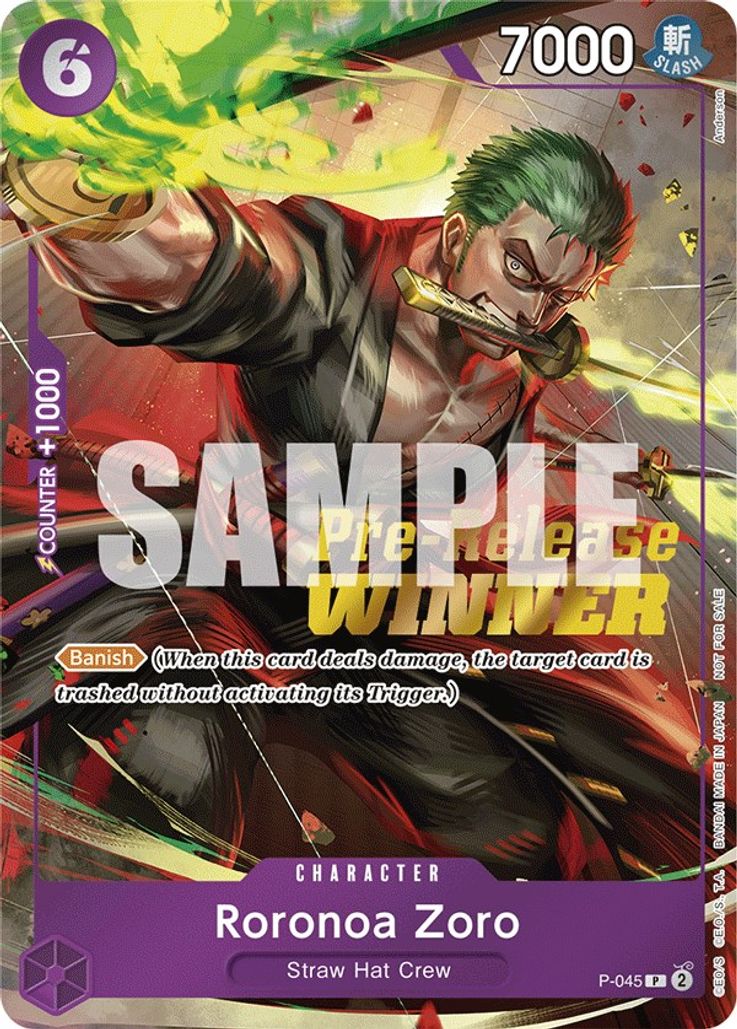 Roronoa Zoro - P-045 - WINNER OP-06 Pre-Release Tournament Promo
