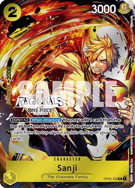 Sanji - OP03-102 - Offline Regional Participant 2024 Promo