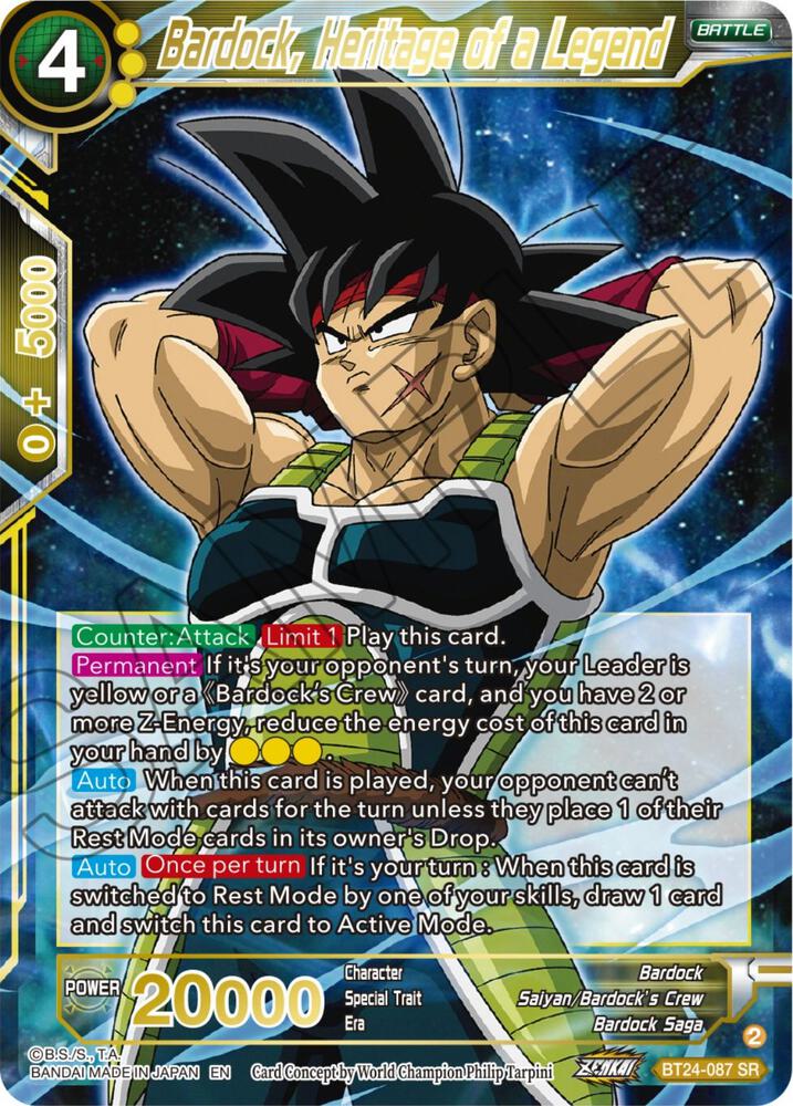 Bardock, Heritage of a Legend - BT24-087 - SR - Super Rare Beyond Generations