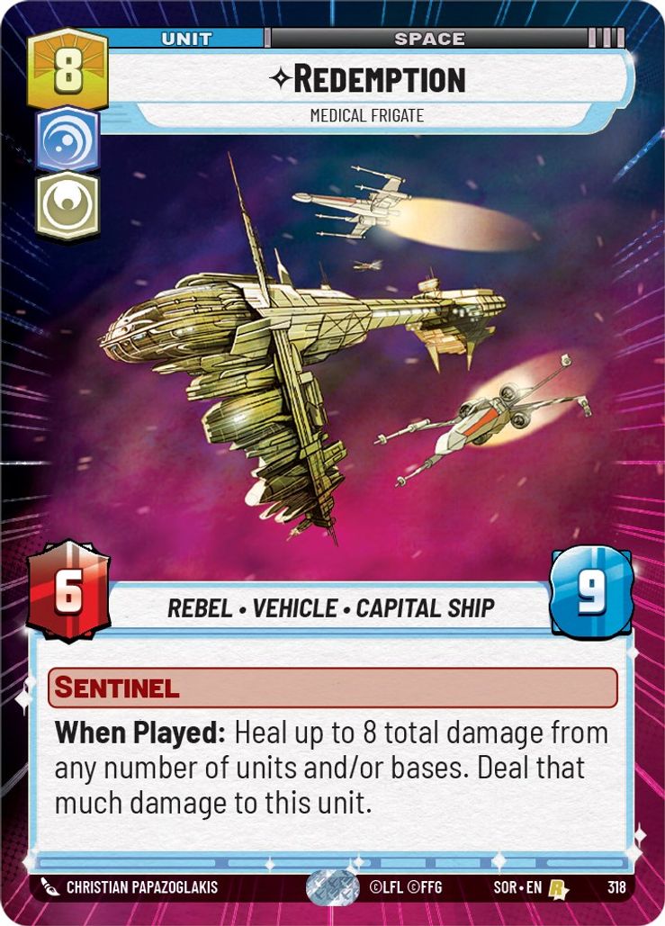 Foil Hyperspace Redemption - Medical Frigate - No 318 - Rare Spark Of Rebellion