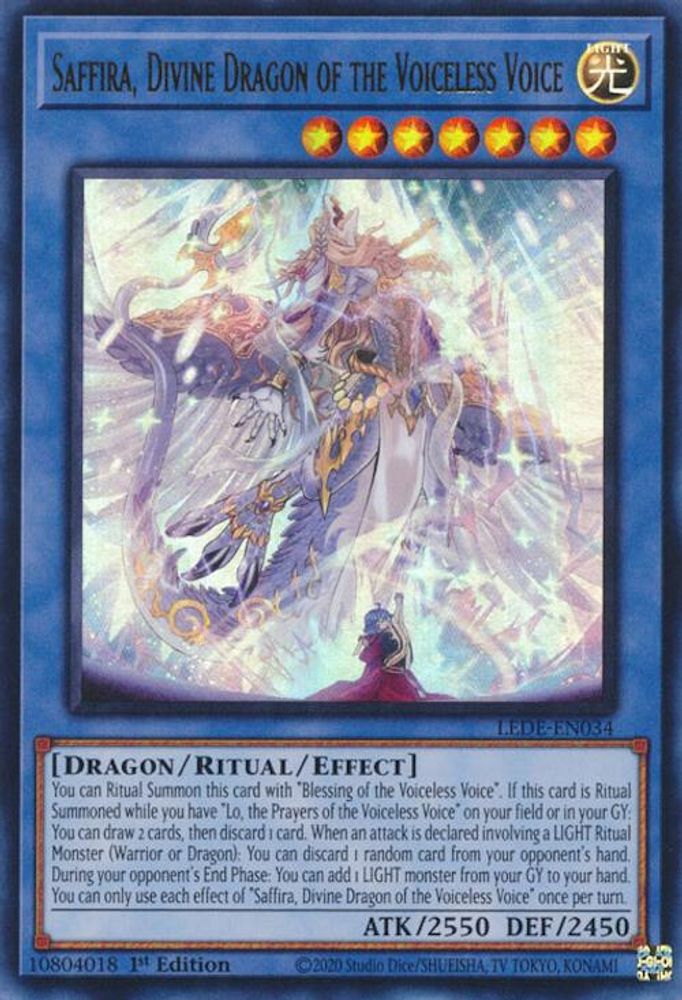 Saffira, Divine Dragon of the Voiceless Voice - (LEDE-EN034) Ultra Rare - 1st Edition