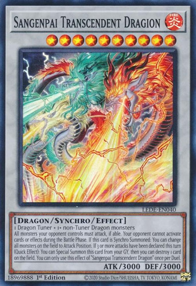Sangenpai Transcendent Dragion - (LEDE-EN040) Super Rare - 1st Edition