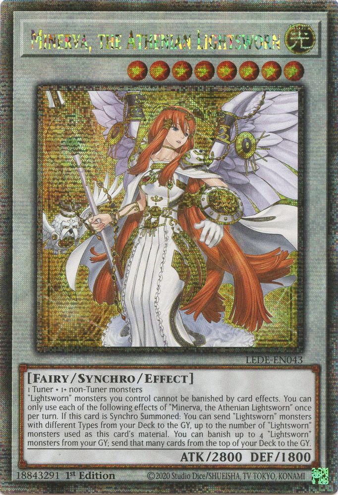 [QUARTER CENTURY RARE] Minerva, the Athenian Lightsworn (Quarter Century Secret Rare) - (LEDE-EN043) - 1st Edition