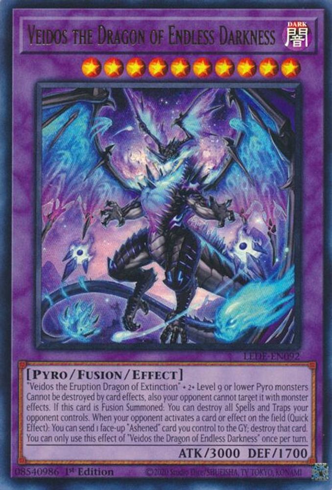 Veidos the Dragon of Endless Darkness - (LEDE-EN092) Ultra Rare - 1st Edition