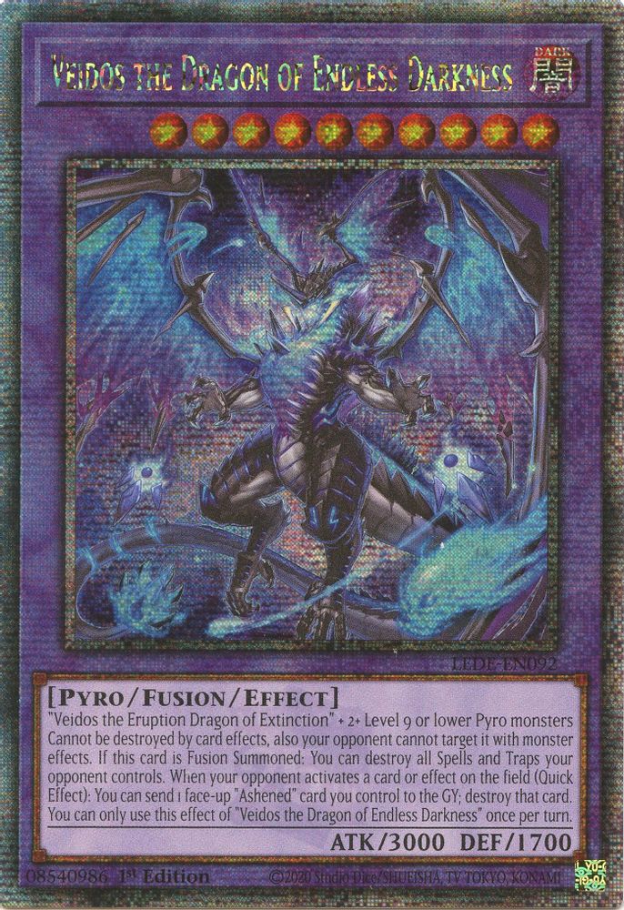 [QUARTER CENTURY RARE] Veidos the Dragon of Endless Darkness (Quarter Century Secret Rare) - (LEDE-EN092) - 1st Edition