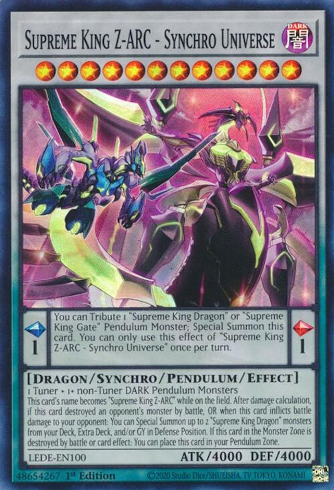 Supreme King Z-ARC - Synchro Universe - (LEDE-EN100) Super Rare - 1st Edition