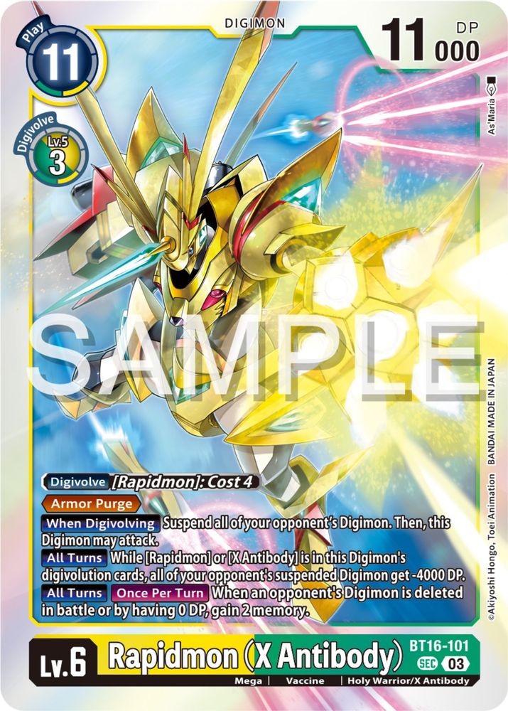 Rapidmon (X Antibody) (BT16-101) Secret Rare - Digimon Beginning Observer