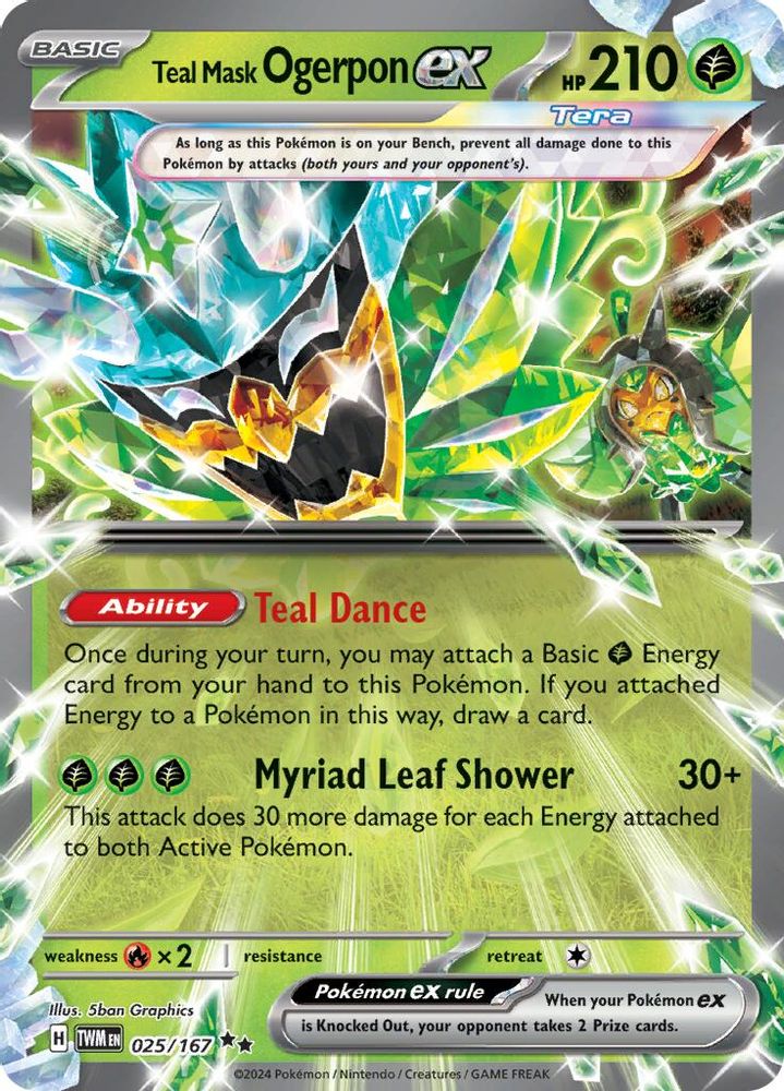 Teal Mask Ogerpon ex - [  025/167 ] - Double Rare - Pokemon SV06 Twilight Masquerade