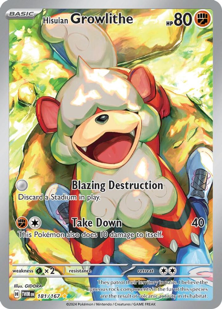 Hisuian Growlithe - [  181/167 ] - Illustration Rare - Pokemon SV06 Twilight Masquerade