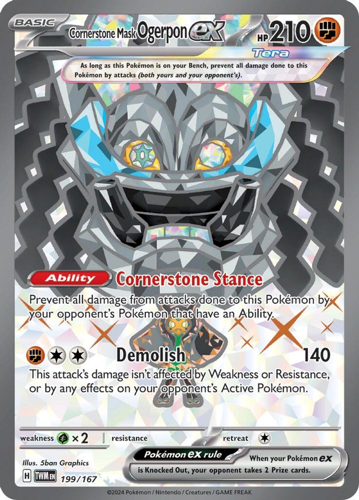 Cornerstone Mask Ogerpon ex - [  199/167 ] - Ultra Rare - Pokemon SV06 Twilight Masquerade