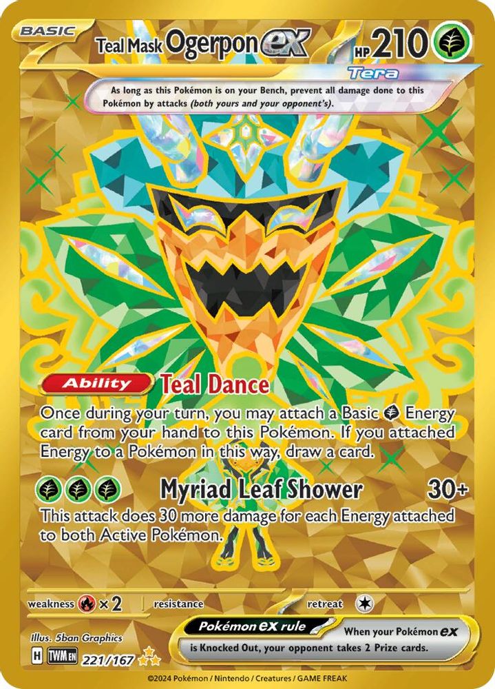 Teal Mask Ogerpon ex - [  221/167 ] - Hyper Rare - Pokemon SV06 Twilight Masquerade